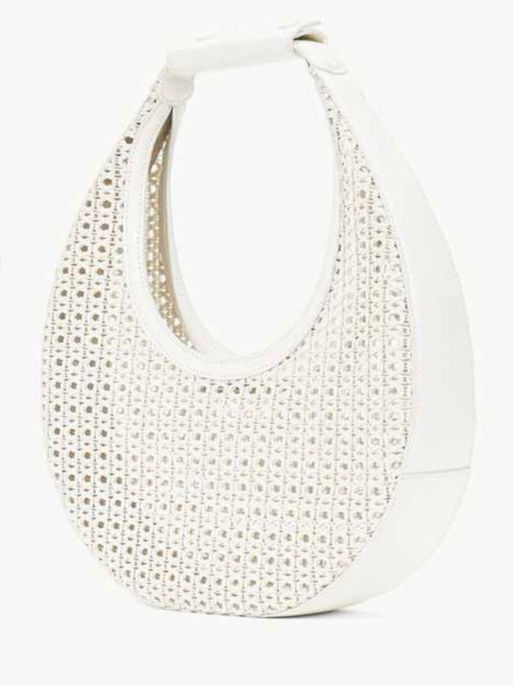STAUD Moon Woven Raffia Top Handle Bag